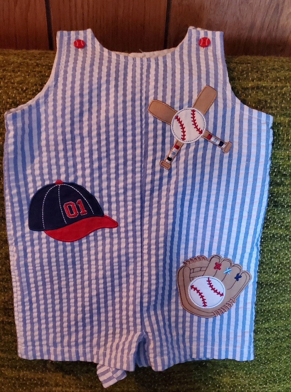 Good Lad Blue & White Striped Infant Baseball Romper, 18 Months